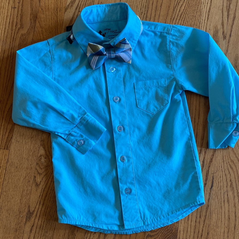 Littlest Prince Couture Button Down Shirt with Bow Tie, boys, 2T